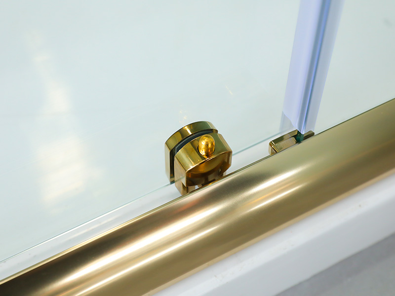 Cabină de duș glisantă SQUARE, sticlă securizată transparentă cu imprimare, profil din aluminiu auriu, mâner cu două orificii, cu tavă Cabină de duș glisantă SQUARE, sticlă securizată transparentă cu imprimare, profil din aluminiu auriu, mâner cu două orificii, cu tavă