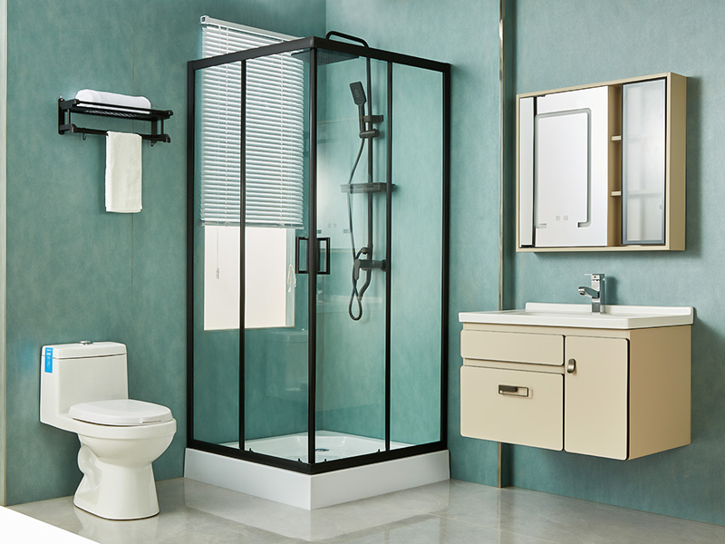 Cabină de duș glisantă SQ, sticlă securizată transparentă, profil din aluminiu negru, mâner cu două orificii, cu tavă Cabină de duș glisantă SQ, sticlă securizată transparentă, profil din aluminiu negru, mâner cu două orificii, cu tavă