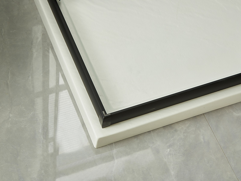 Cabină de duș glisantă SQ, sticlă securizată transparentă, profil din aluminiu negru, mâner cu două orificii, cu tavă Cabină de duș glisantă SQ, sticlă securizată transparentă, profil din aluminiu negru, mâner cu două orificii, cu tavă