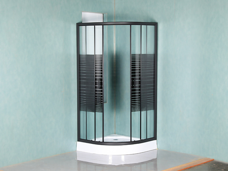 Cabină de duș glisantă din sticlă temperată SE din aluminiu negru Cabină de duș glisantă din sticlă temperată SE din aluminiu negru